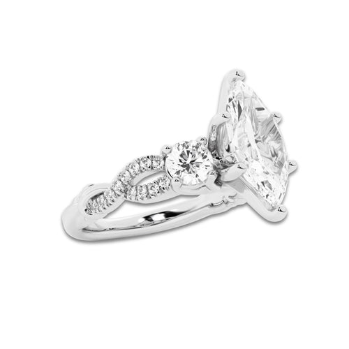 1.23 ctw Marquise Lab-Grown Diamond Side Stone Engagement Ring in Platinum for Women | Colorless E, VS1 Clarity, IGI Certified 0.75 ct Center Diamond