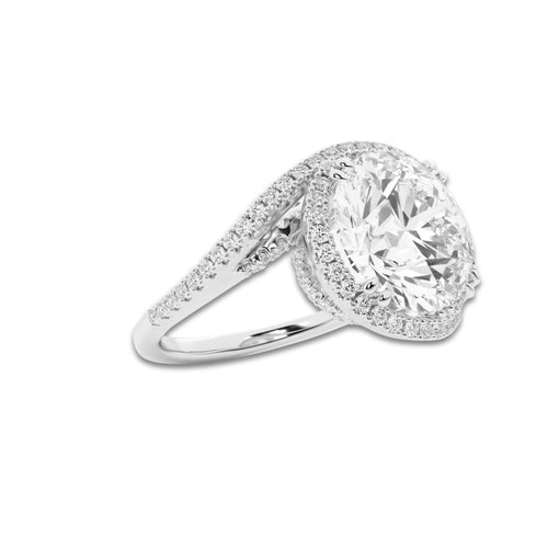 5 1/2 ctw Round Lab Grown Diamond Bypass Engagement Ring Platinum, D, VVS | 5 ct Center