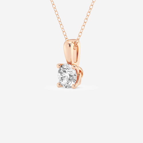 1 ctw Round Lab Grown Diamond Twisted Floral Solitaire Pendant with Adjustable Chain 14K Rose Gold, E, VS1 | 1 ct Center