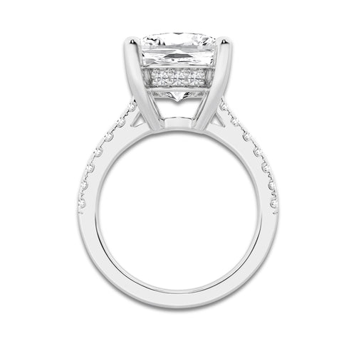 8.47 ctw Elongated Cushion Lab-Grown Diamond Hidden Halo Side Stone Engagement Ring in 18K White Gold for Women | Colorless D, VVS1 Clarity, IGI Certified 8.00 ct Center Diamond