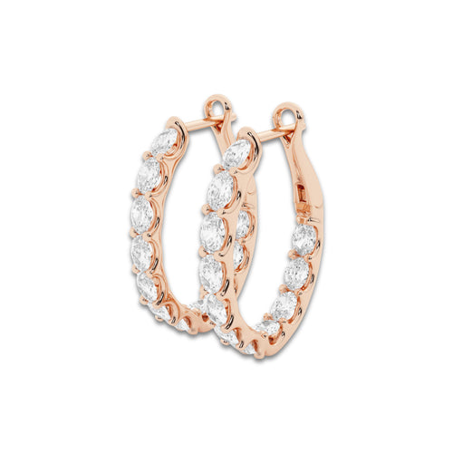 3 ctw Oval Lab Grown Diamond Inside Out Hoop Earrings 14K Rose Gold, DE, VS1