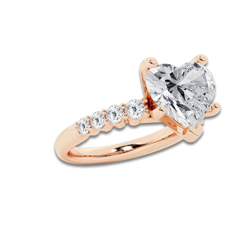 8.66 ctw Heart Lab-Grown Diamond Side Stone Engagement Ring in 14K Rose Gold for Women | Colorless D, VVS1 Clarity, IGI Certified 8.00 Ct Center Diamond