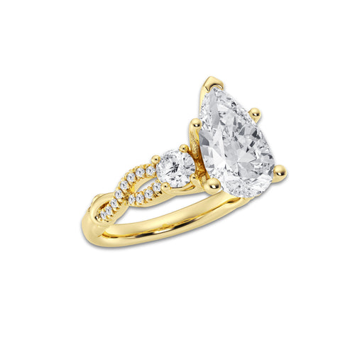 7.61 ctw Pear Lab-Grown Diamond Side Stone Engagement Ring in 14K Yellow Gold for Women | Colorless D, VVS1 Clarity, IGI Certified 7.00 ct Center Diamond