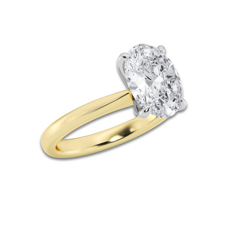 3.00 ctw Oval Lab-Grown Diamond Solitaire Engagement Ring in 14K White Gold And Yellow Gold for Women | Colorless D, VVS1 Clarity, IGI Certified