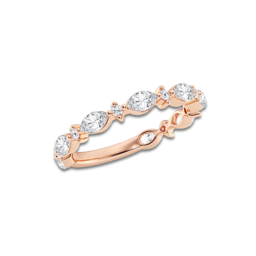 Brooke 5/8 ctw Round and Marquise Lab Grown Diamond Alternating Wedding Band 14K Rose Gold, DE, VS1