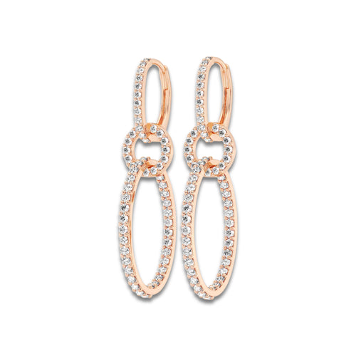 1 ctw Round Lab Grown Diamond Twisted Drop Earrings 18K Rose Gold, DE, VS1