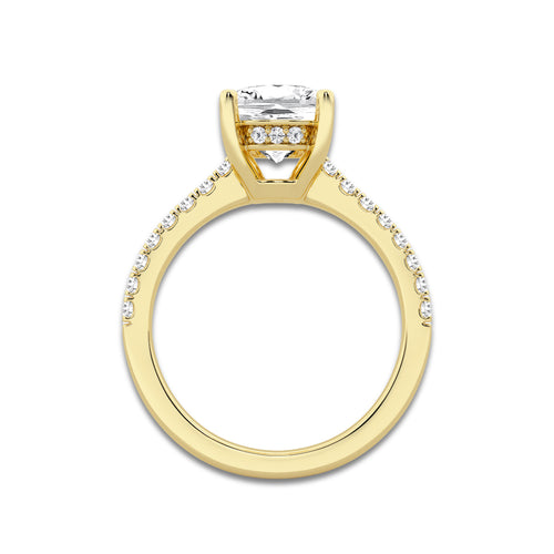 3.28 ctw Elongated Cushion Lab-Grown Diamond Hidden Halo Side Stone Engagement Ring in 18K Yellow Gold for Women | Colorless D, VVS1 Clarity, IGI Certified 3.00 ct Center Diamond