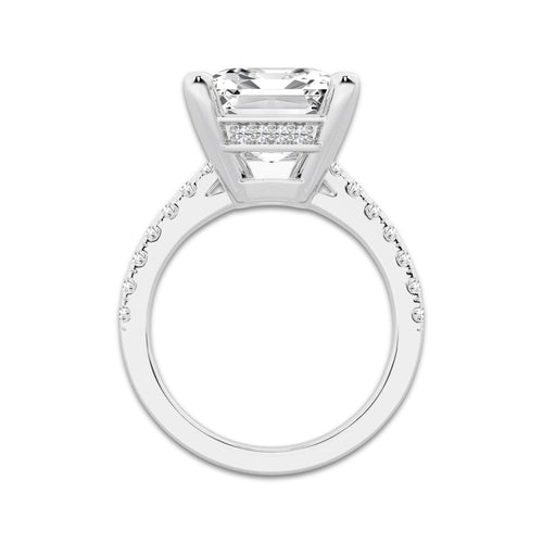 8.44 ctw Emerald Lab-Grown Diamond Hidden Halo Side Stone Engagement Ring in 18K White Gold for Women | Colorless E, VS1 Clarity, IGI Certified 8.00 ct Center Diamond