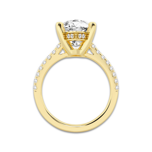 5.35 ctw Marquise Lab-Grown Diamond Hidden Halo Side Stone Engagement Ring in 18K Yellow Gold for Women | Colorless D, VVS1 Clarity, IGI Certified 5.00 ct Center Diamond