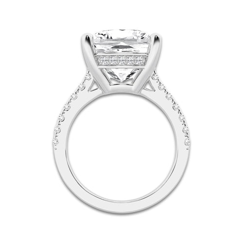 8.39 ctw Cushion Lab-Grown Diamond Hidden Halo Side Stone Engagement Ring in Platinum for Women | Colorless E, VS1 Clarity, IGI Certified 8.00 ct Center Diamond