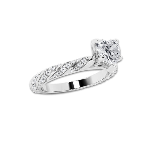1.19 ctw Heart Lab-Grown Diamond Twisted Band Engagement Ring in Platinum for Women | Colorless E, VS1 Clarity, IGI Certified 0.75 ct Center Diamond