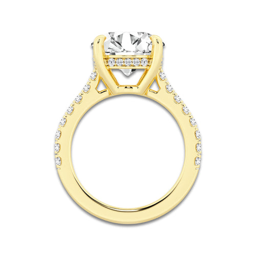 4.35 ctw Round Lab-Grown Diamond Hidden Halo Side Stone Engagement Ring in 18K Yellow Gold for Women | Colorless E, VS1 Clarity, IGI Certified 4.00 ct Center Diamond