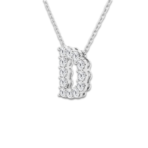 2/5 ctw Round Lab Grown Diamond Initial D Personalized Pendant 14K White Gold, DE, VS1