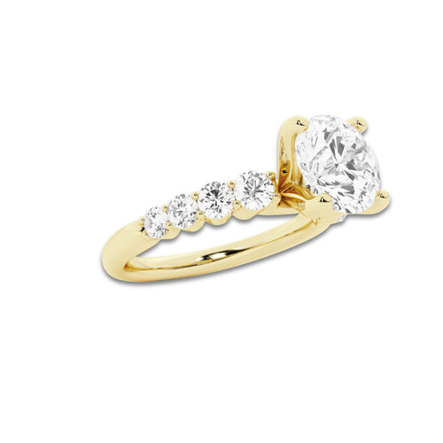 2.54 ctw Round Lab-Grown Diamond Side Stone Engagement Ring in 14K Yellow Gold for Women | Colorless D, VVS1 Clarity, IGI Certified 2.00 Ct Center Diamond