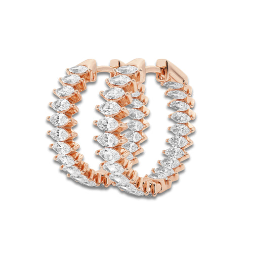3 ctw Marquise Lab Grown Diamond Inside Out Hoop Earrings 14K Rose Gold, DE, VS1