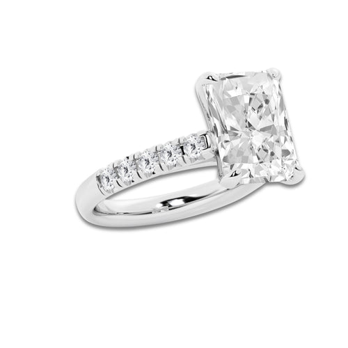 7.55 ctw Radiant Lab-Grown Diamond Pave Engagement Ring in Platinum for Women | D Color, VVS1 Clarity, IGI Certified 7.00 ct Center Diamond