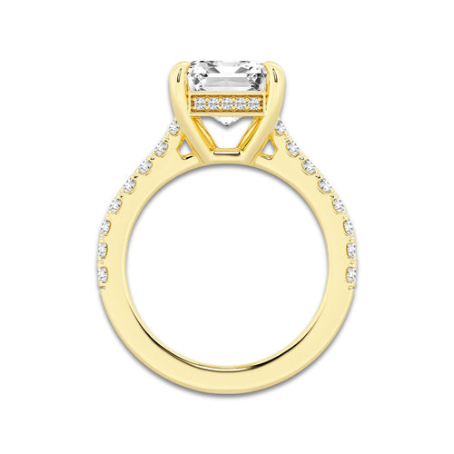 4.35 ctw Emerald Lab-Grown Diamond Hidden Halo Side Stone Engagement Ring in 18K Yellow Gold for Women | Colorless D, VVS1 Clarity, IGI Certified 4.00 ct Center Diamond