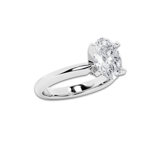 3.00 ctw Oval Lab-Grown Diamond Minimalist Engagement Ring in Platinum for Women | D Color, VVS1 Clarity, IGI Certified