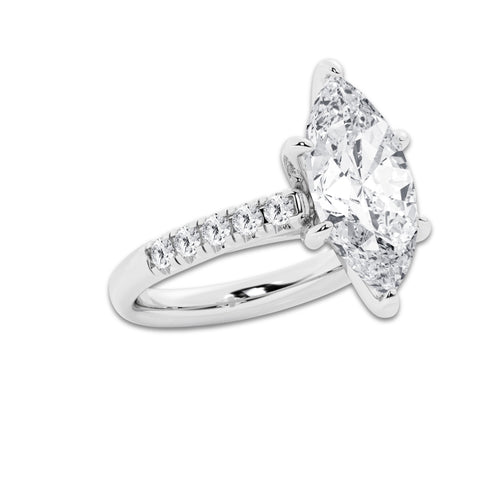 5.43 ctw Marquise Lab-Grown Diamond Pave Engagement Ring in Platinum for Women | E Color, VS1 Clarity, IGI Certified 5.00 ct Center Diamond