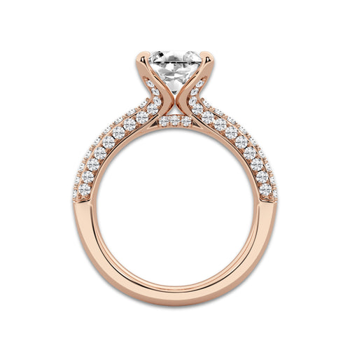 3 1/8 ctw Asscher Lab Grown Diamond Micro Pave Bridal Set 14K Rose Gold, E, VS1 | 2 ct Center