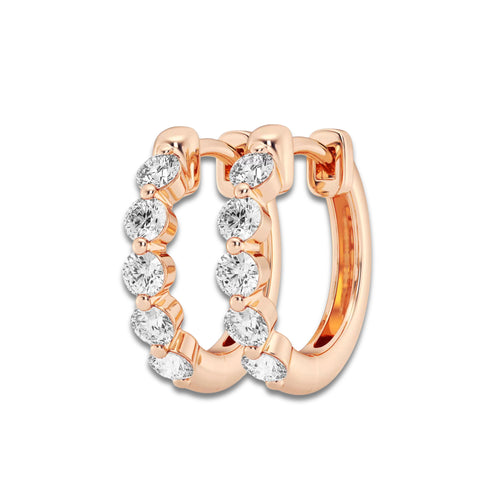7/8 ctw Round Lab Grown Diamond Floating Hoop Earrings 14K Rose Gold, DE, VS1