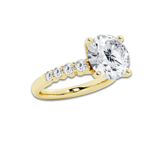 8.66 ctw Round Lab-Grown Diamond Side Stone Engagement Ring in 14K Yellow Gold for Women | Colorless D, VVS1 Clarity, IGI Certified 8.00 Ct Center Diamond