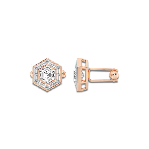 6 ctw Baguette Framed Cufflinks 14K Rose Gold, E, VS1