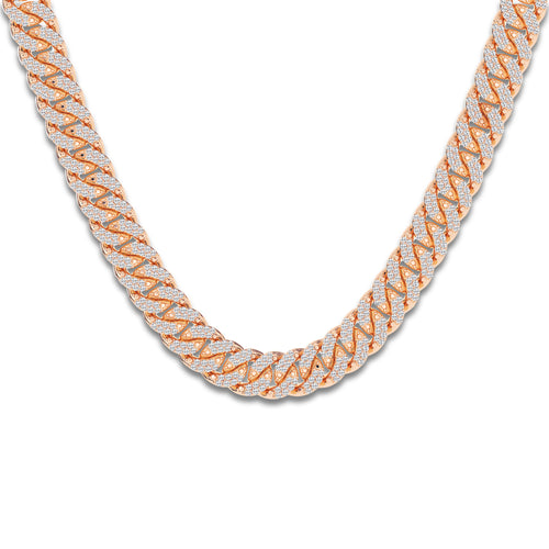 7 1/3 ctw Round Lab Grown Diamond Cuban Link Necklace 14K Rose Gold, DE, VS1