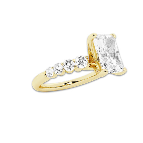 2.04 ctw Radiant Lab-Grown Diamond Side Stone Engagement Ring in 14K Yellow Gold for Women | Colorless E, VS1 Clarity, IGI Certified 1.50 Ct Center Diamond