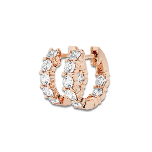 näas Empowering 1 1/2 ctw Round Lab Grown Diamond Huggie Hoop Earrings 14K Rose Gold, DE, VS1