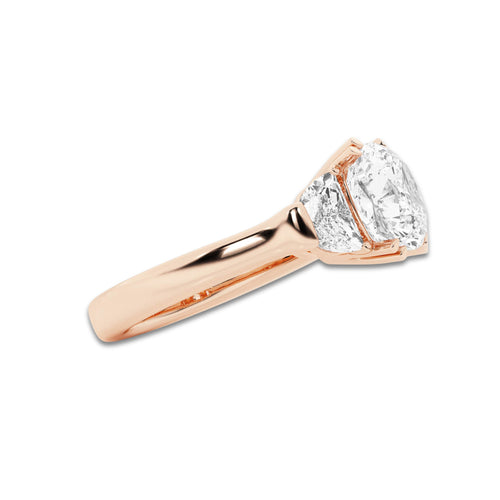 Doris 3 3/4 ctw Cushion Lab Grown Diamond Engagement Ring 18K Rose Gold, D, VVS | IGI Certified, 3 ct Center