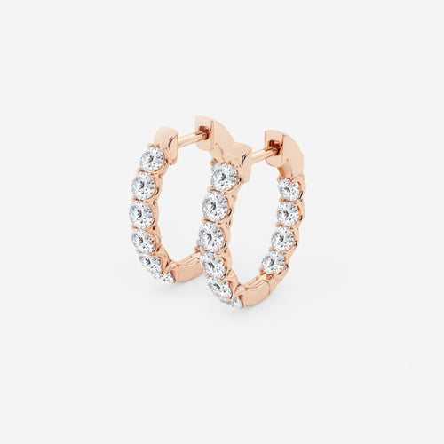 2 ctw Round Lab Grown Diamond Oval-Shaped Inside Out Hoop Earrings 14K Rose Gold, DE, VS1