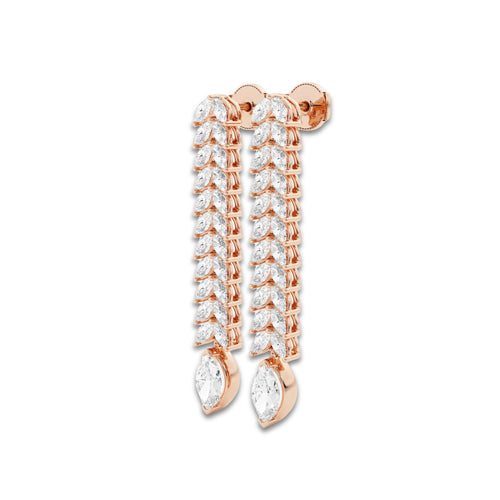 5 1/2 ctw Marquise Lab Grown Diamond Double Row Dangle Earrings 14K Rose Gold, DE, VS1