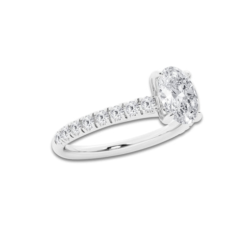1.39 ctw Oval Lab-Grown Diamond Pave Engagement Ring in 14K White Gold for Women | D Color, VVS1 Clarity, IGI Certified 1.00 ct Center Diamond