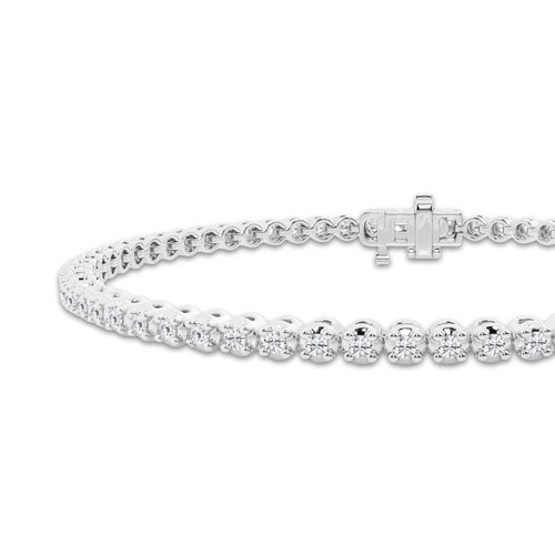 1 ctw Round Lab Grown Diamond Four-Prong Tennis Bracelet - 6.5 Inches 14K White Gold, DE, VS1