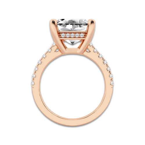 6.40 ctw Asscher Lab-Grown Diamond Hidden Halo Side Stone Engagement Ring in 18K Rose Gold for Women | Colorless D, VVS1 Clarity, IGI Certified 6.00 ct Center Diamond