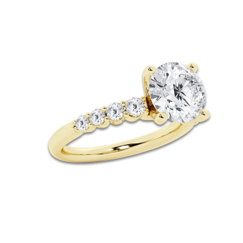 4.16 ctw Round Lab-Grown Diamond Side Stone Engagement Ring in 14K Yellow Gold for Women | Colorless D, VVS1 Clarity, IGI Certified 3.50 Ct Center Diamond