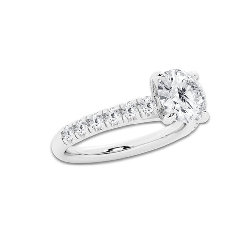1.91 ctw Round Lab-Grown Diamond Pave Engagement Ring in Platinum for Women | D Color, VVS1 Clarity, IGI Certified 1.50 ct Center Diamond