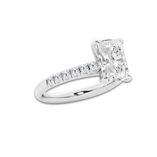 3.40 ctw Radiant Lab-Grown Diamond Pave Engagement Ring in Platinum for Women | E Color, VS1 Clarity, IGI Certified 3.00 ct Center Diamond