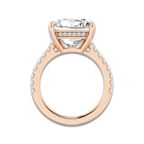 4.35 ctw Princess Lab-Grown Diamond Hidden Halo Side Stone Engagement Ring in 18K Rose Gold for Women | Colorless D, VVS1 Clarity, IGI Certified 4.00 ct Center Diamond