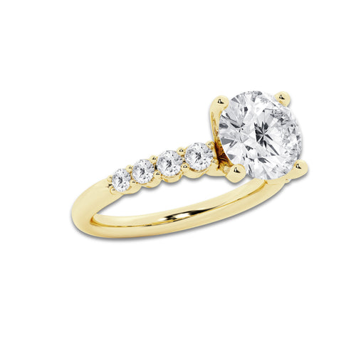 3.54 ctw Round Lab-Grown Diamond Side Stone Engagement Ring in 14K Yellow Gold for Women | Colorless D, VVS1 Clarity, IGI Certified 3.00 Ct Center Diamond