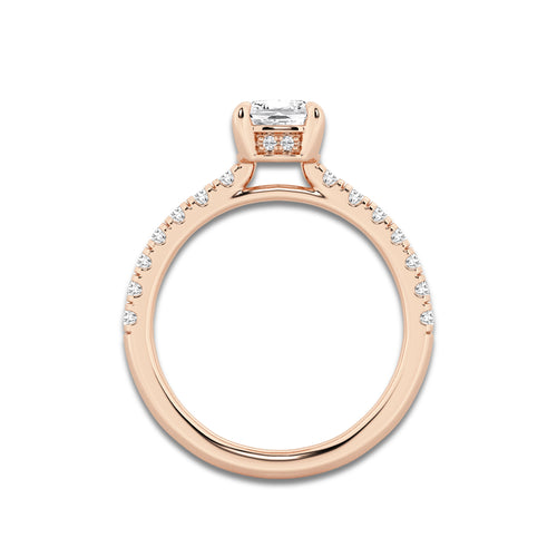 Veil 1 3/4 ctw Cushion Lab Grown Diamond Hidden Halo Bridal Set 14K Rose Gold, D, VVS | IGI Certified, 1 ct Center