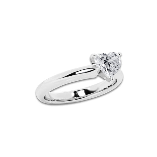 1.00 ctw Heart Lab-Grown Diamond Minimalist Engagement Ring in Platinum for Women | E Color, VS1 Clarity, IGI Certified