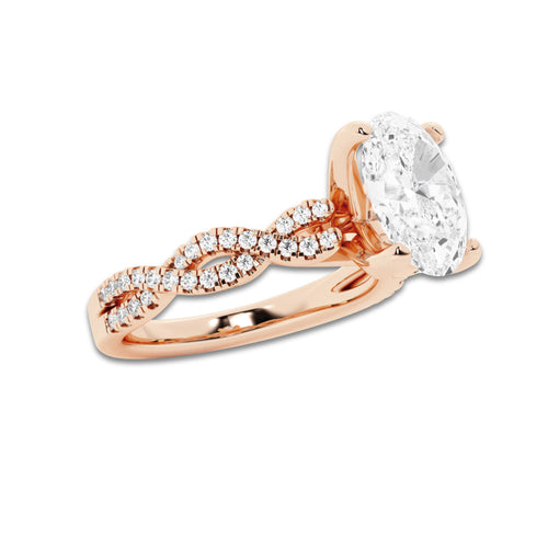 6.29 ctw Oval Lab-Grown Diamond Twisted Shank Engagement Ring in 14K Rose Gold for Women | D Color, VVS1 Clarity, IGI Certified 6.00 ct Center Diamond