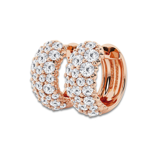 2 ctw Round Lab Grown Diamond Cluster Huggie Hoop Earrings 14K Rose Gold, DE, VS1
