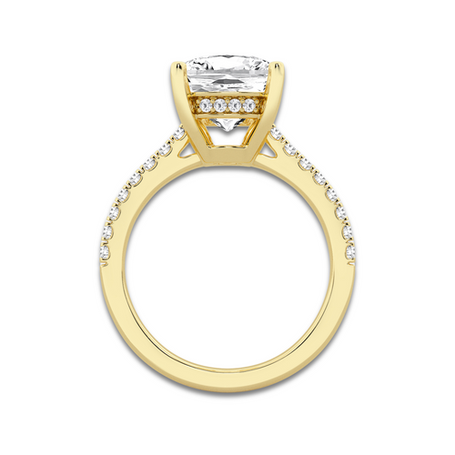 5.30 ctw Elongated Cushion Lab-Grown Diamond Hidden Halo Side Stone Engagement Ring in 18K Yellow Gold for Women | Colorless D, VVS1 Clarity, IGI Certified 5.00 ct Center Diamond
