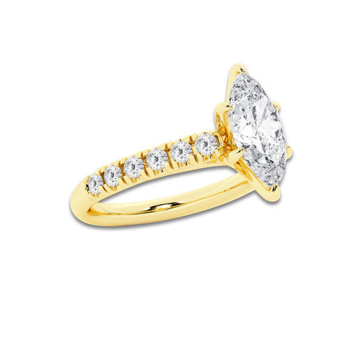 1.91 ctw Marquise Lab-Grown Diamond Pave Engagement Ring in 14K Yellow Gold for Women | D Color, VVS1 Clarity, IGI Certified 1.50 ct Center Diamond