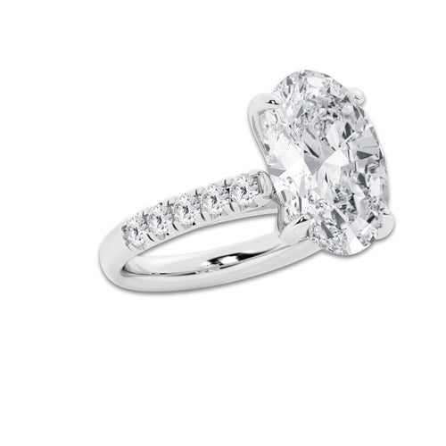 8.55 ctw Oval Lab-Grown Diamond Pave Engagement Ring in Platinum for Women | D Color, VVS1 Clarity, IGI Certified 8.00 ct Center Diamond