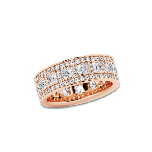Elissa 2 3/4 ctw Princess and Round Lab Grown Diamond Wide Eternity Band - 7mm Width 14K Rose Gold, DE, VS1