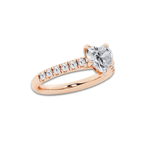 1.91 ctw Heart Lab-Grown Diamond Pave Engagement Ring in 14K Rose Gold for Women | D Color, VVS1 Clarity, IGI Certified 1.50 ct Center Diamond